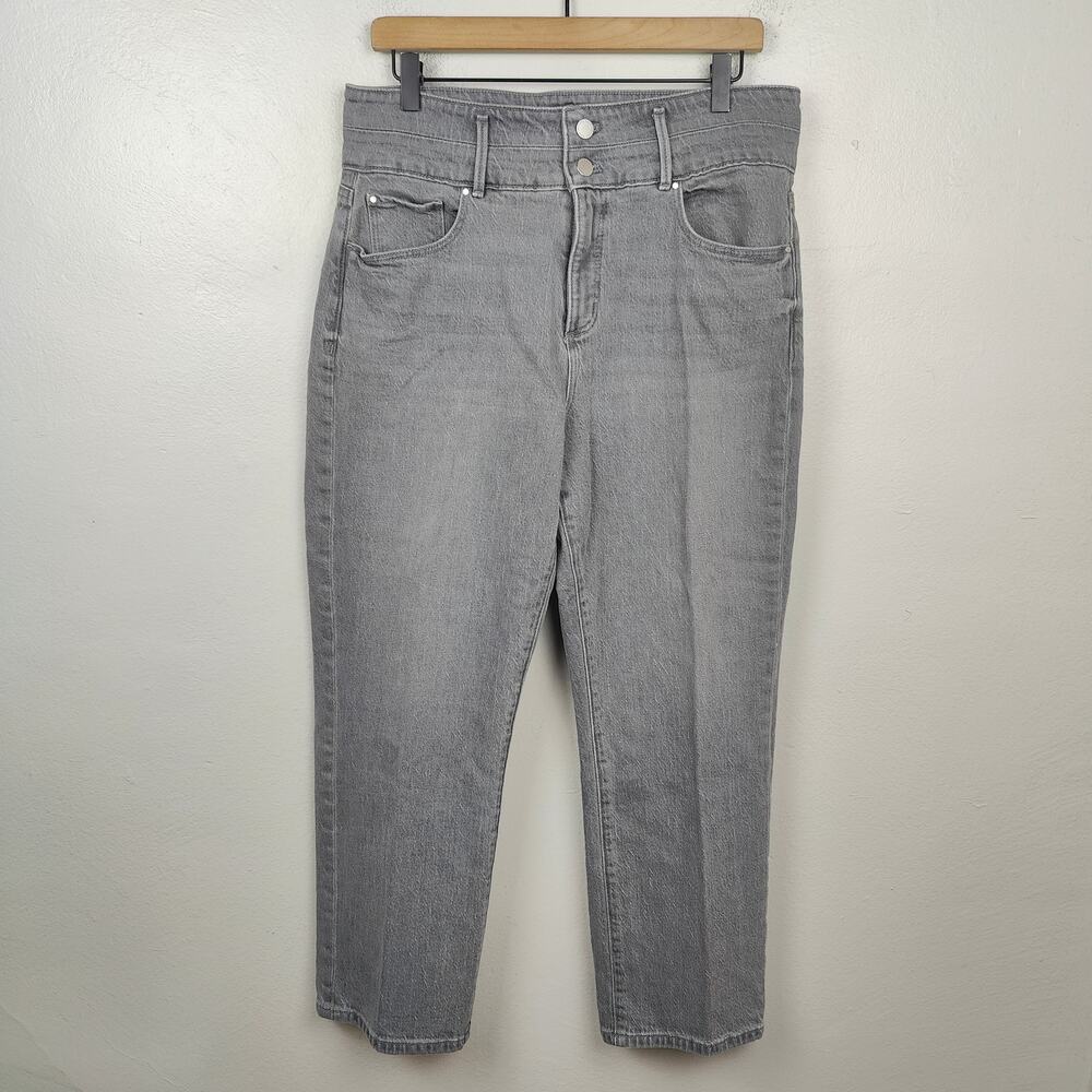 Ann Taylor The Straight Crop Jeans Womens 10 Gray Wash Preppy Stretch